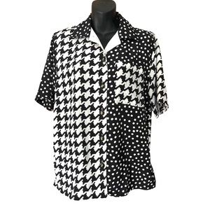 BLACK AND WHITE BUTTON DOWN TOP